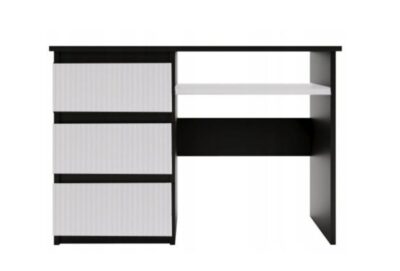 Biurko 110 cm białe z czarnym stylowe i nowoczesne, frezowane CS9 MDF