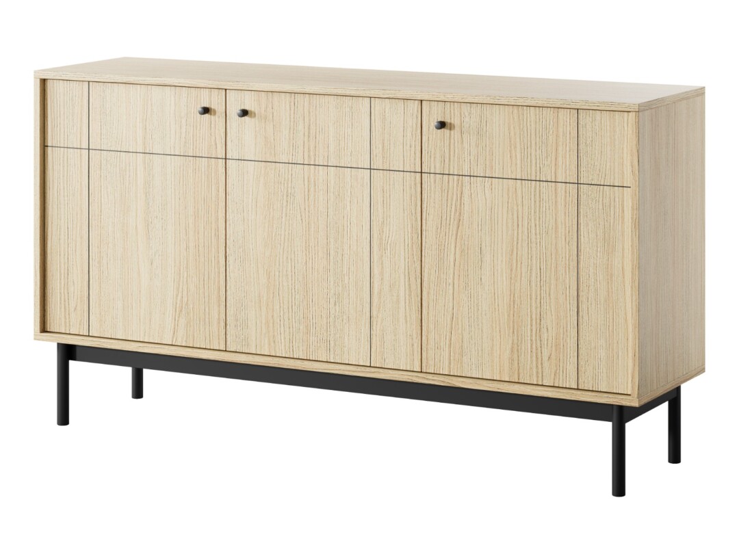 Komoda trzydrzwiowa nowoczesna 154 cm szeroka dąb linea JAPANDI