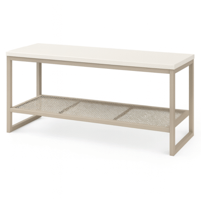 Nowoczesna szafka RTV 92cm biała z półką kaszmir nogi metalowa loft