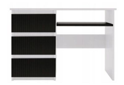Biurko 110 cm czarne z białym stylowe i nowoczesne, frezowane CS9 MDF