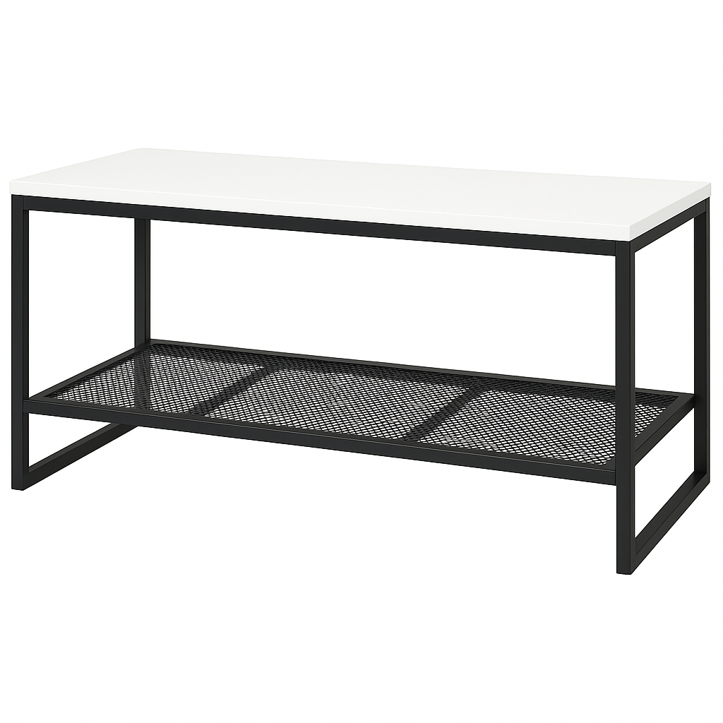 Szafka RTV 92 cm (biała z czarną półką)