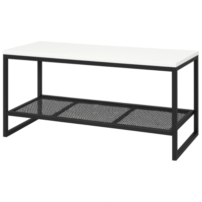 Nowoczesna szafka RTV 92cm biała z półką czarna metalowa loft