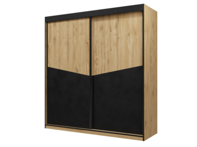 Szafa dwudrzwiowa przesuwna 200 cm dąb odwieczny + czarny AS1