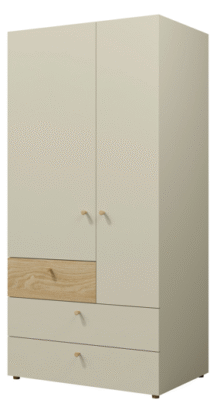 Szafa 3 szuflady nowoczesna 90 cm szarobeżowy + dąb olejowany YU2