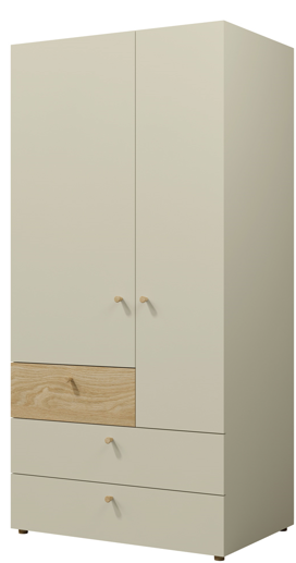 Szafa Yuki 2 (szarobeżowy + dąb olejowany)