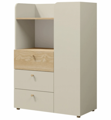 Komoda 3 szuflady nowoczesna 80 cm szarobeżowy + dąb YU7