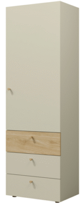 Półszafa regał zamknięty 60 cm szarobeżowy + dąb olejowany YU4