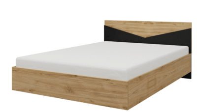 Łóżko pod materac 160 x 200 cm dąb odwieczny + czarny AS8