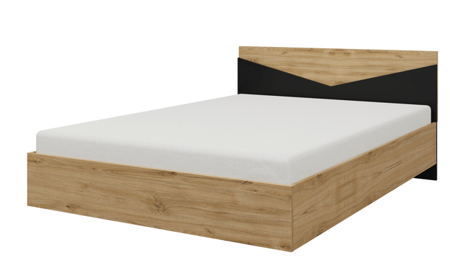 Łóżko pod materac 160 x 200 cm AS8 (dąb odwieczny + czarny)