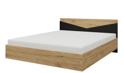 Łóżko pod materac 140 x 200 cm dąb odwieczny + czarny AS9