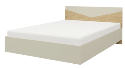 Łóżko pod materac 160 x 200 cm szarobeżowy + dąb olejowany AS8