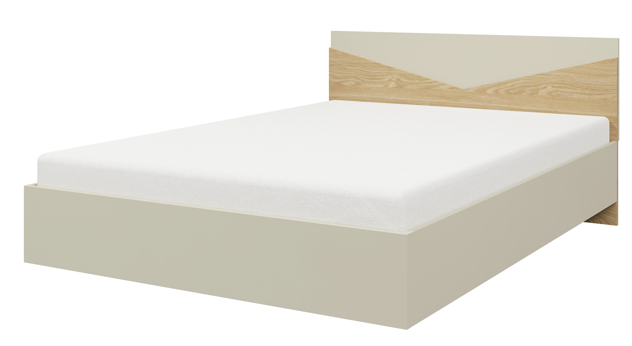 Łóżko pod materac 160 x 200 cm AS8 (szarobeżowy + dąb olejowany)