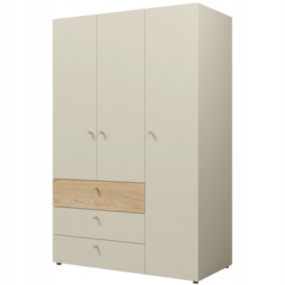 Szafa z szufladami 120 cm szarobeżowy + dąb olejowany YU1