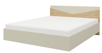 Łóżko pod materac 140 x 200 cm szarobeżowy + dąb olejowany AS9