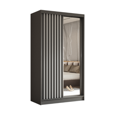 Szafa z lamelami + lustro 120 cm grafit z szufladami LAM120
