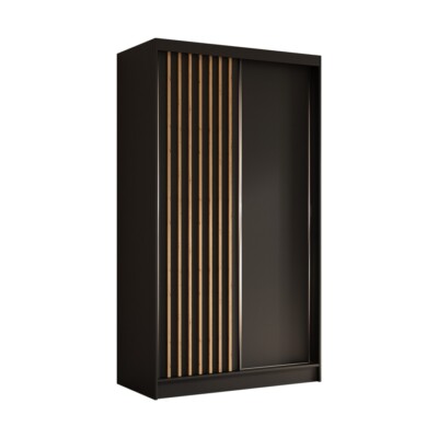 Szafa z lamelami 120 cm czarna z szufladami LAM120