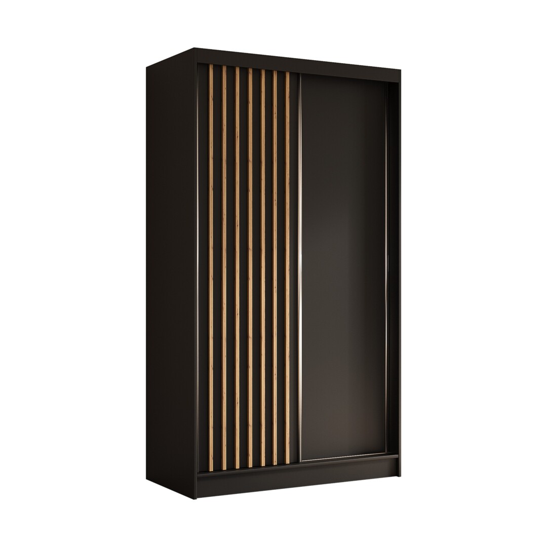 Szafa z lamelami 120 cm czarna z szufladami LAM120