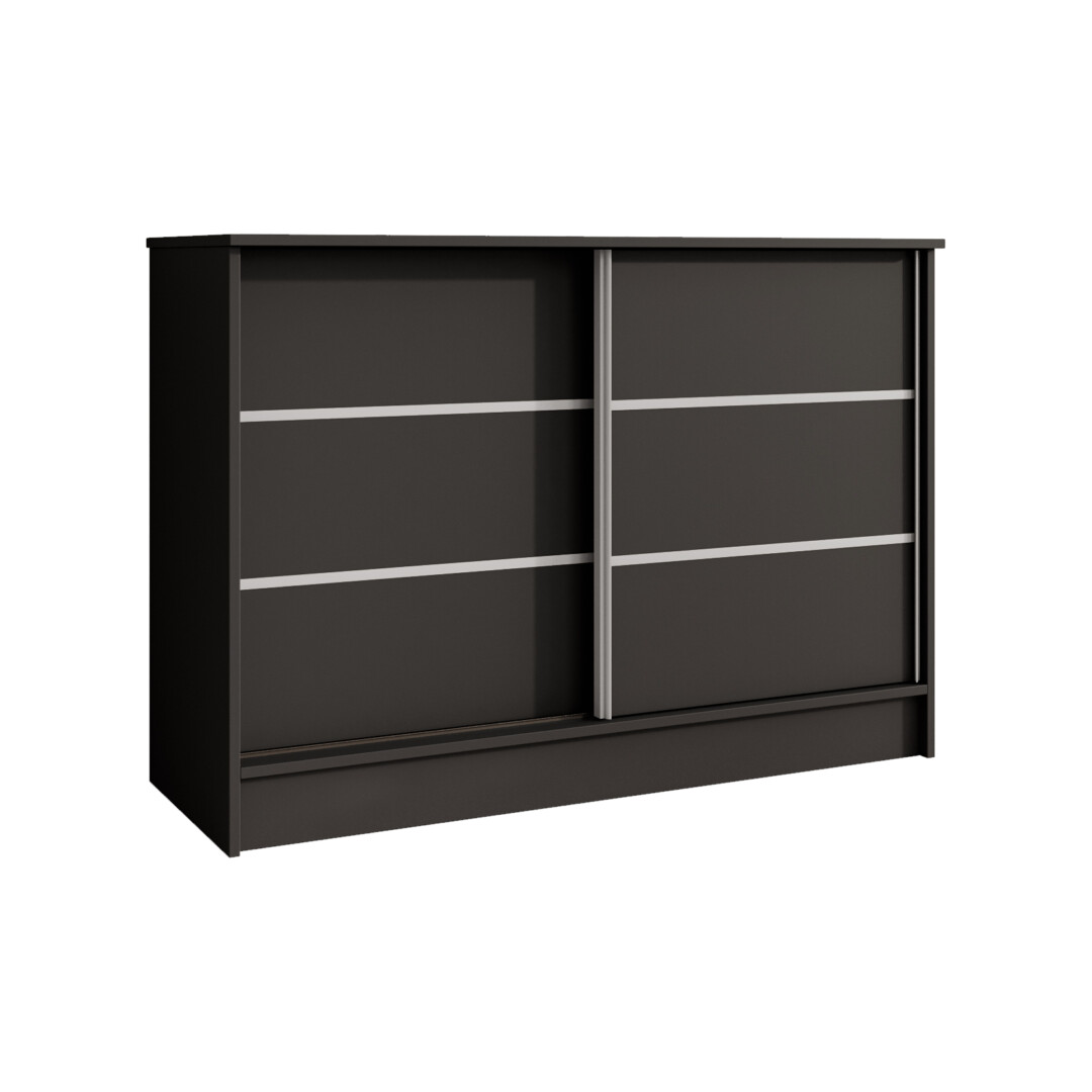 Komoda przesuwna ze szprosami 121 cm czarna K120