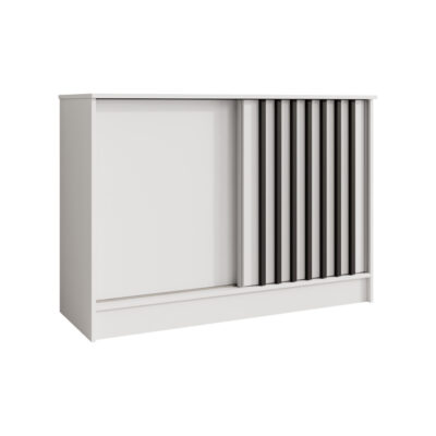 Komoda przesuwna 121 cm biała + czarne lamele LAM