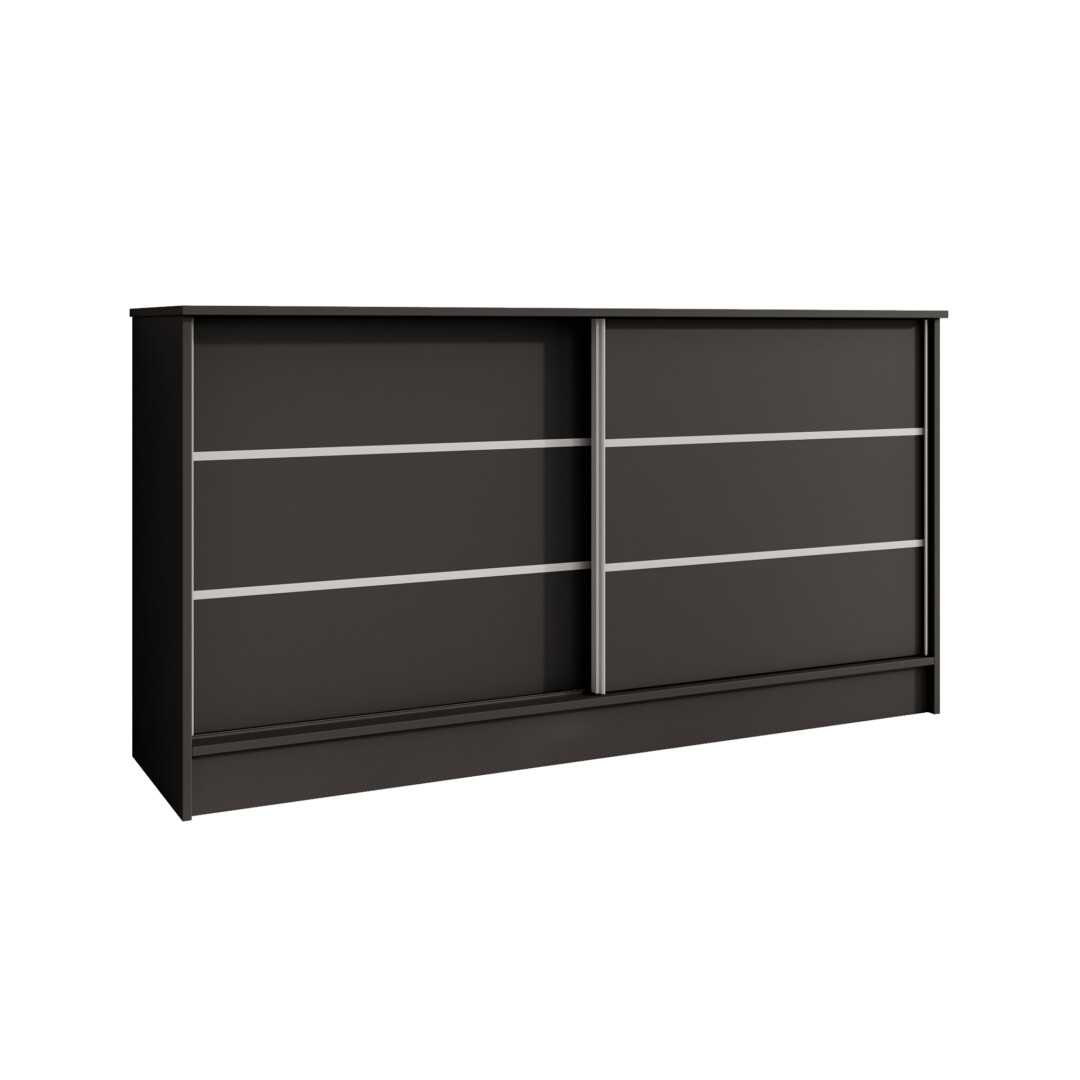 Komoda przesuwna ze szprosami 161 cm czarna K160
