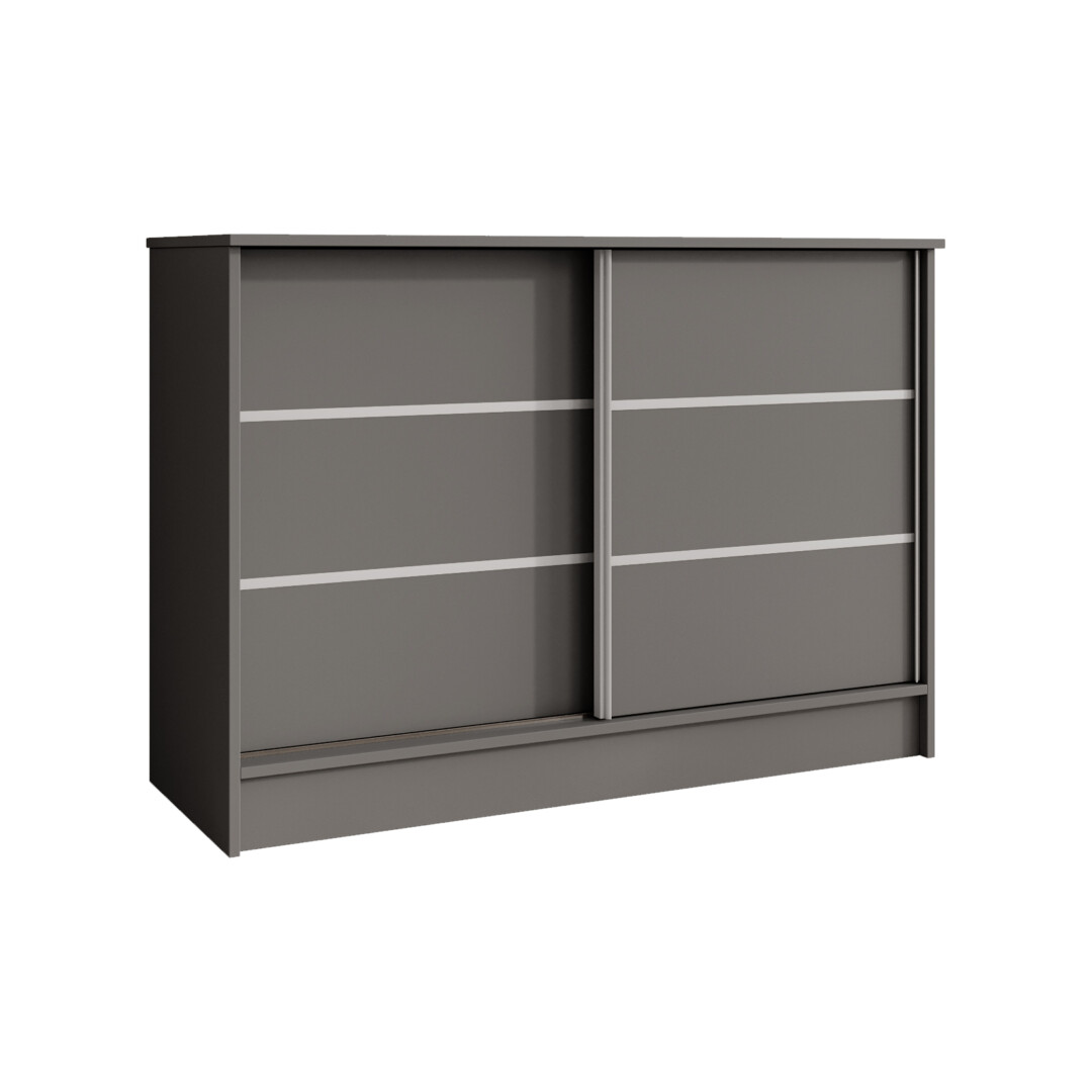 Komoda przesuwna ze szprosami 121 cm szara grafit K120