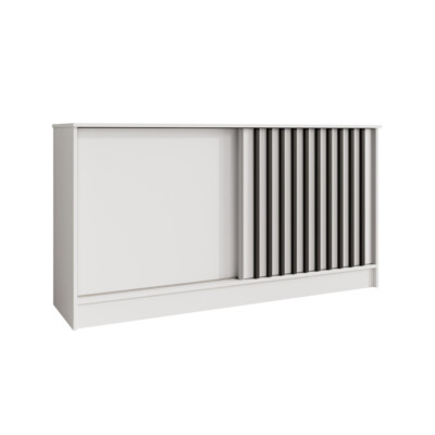 Komoda przesuwna 161 cm biała + czarne lamele LAM