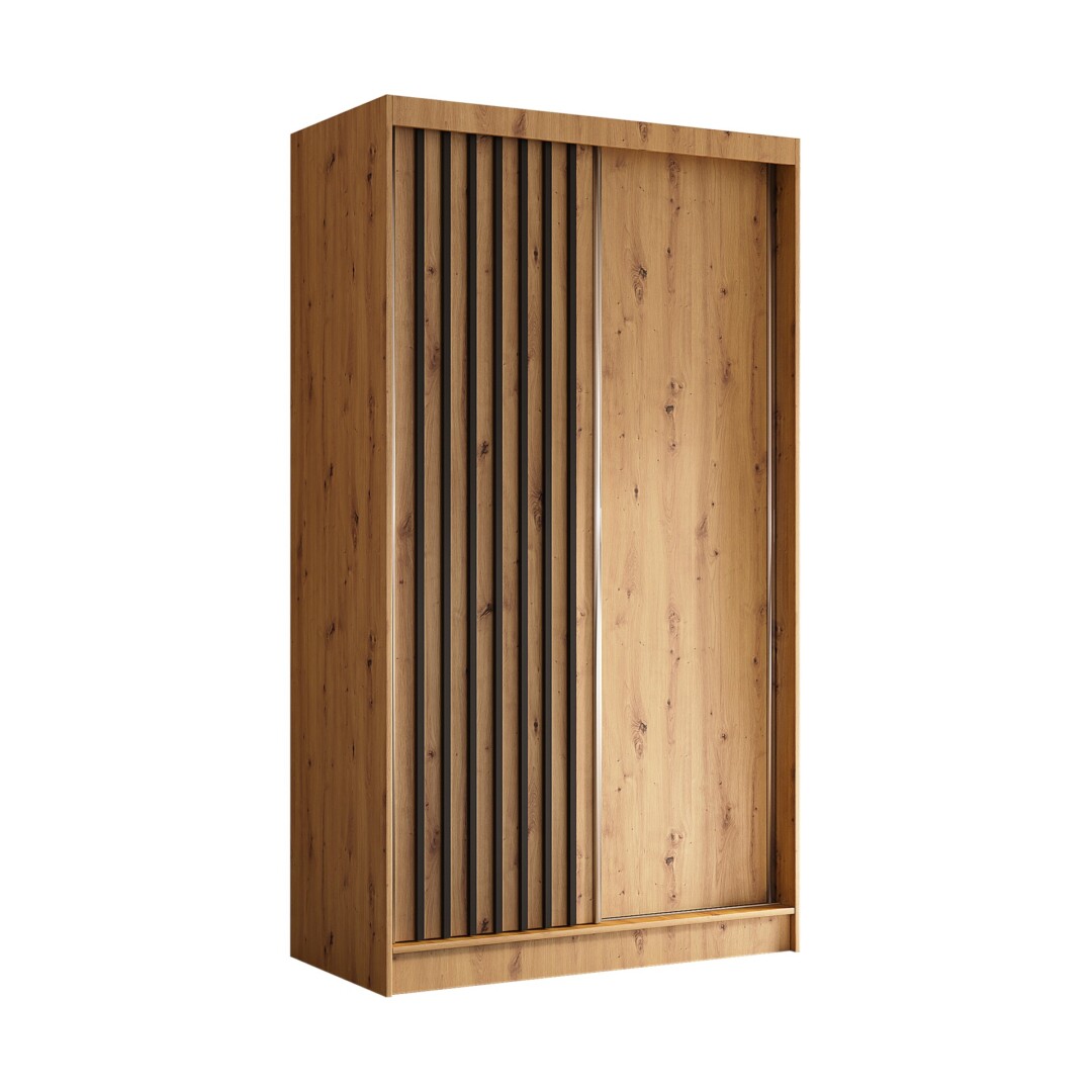 Szafa z lamelami 120 cm dąb artisan z szufladami LAM120