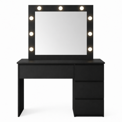 Toaletka 94 cm czarna z lustrem - oświetlenie LED Lumina