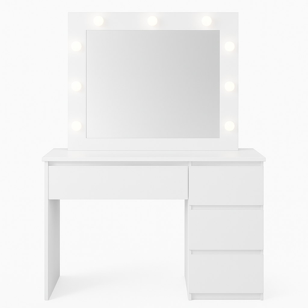 Toaletka 94 cm biała z lustrem - oświetlenie LED Lumina